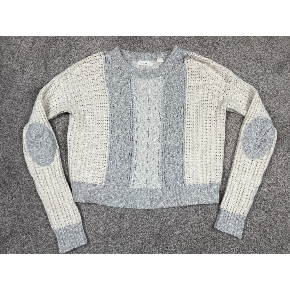Sleeping On Snow Sweater Womens XS Anthropologie Preppy Alpaca Cable Knit Cozy